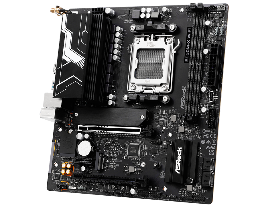 CPU AMD Ryzen7 9700X + B850M-X WiFi R2.0 ASRock B850M-X WiFi R2.0 AM5 AMD B850 SATA 6Gb/s USB 3.2 Dual